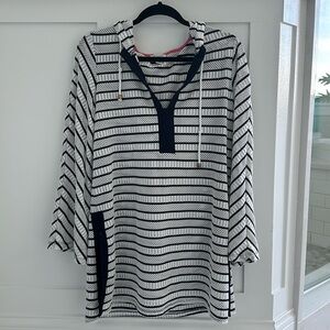 Venus mesh hooded striped swim cover